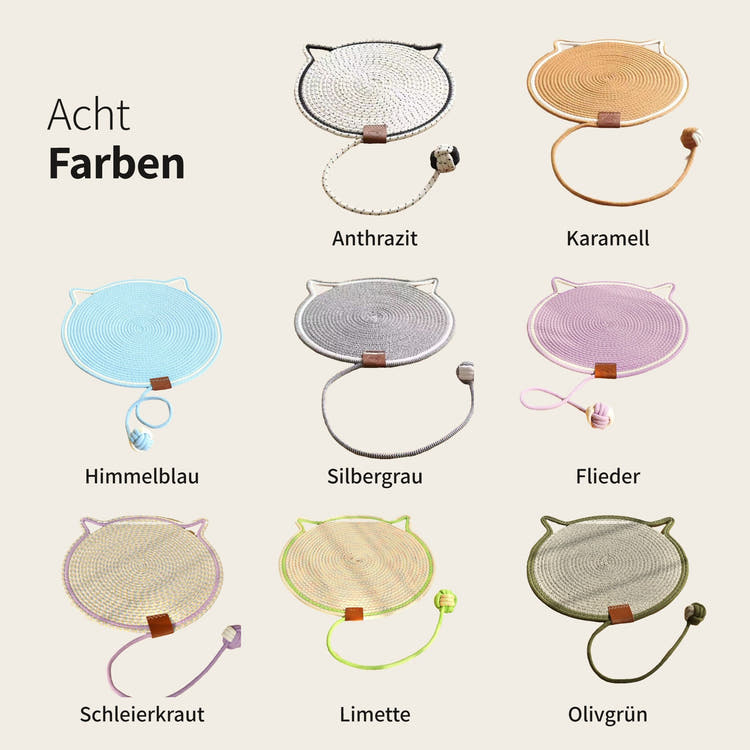 Die Instinkt Matte in acht Farben: Anthrazit, Karamell, Himmelblau, Silbergrau, Flieder, Schleierkraut, Limette und Olivgrün